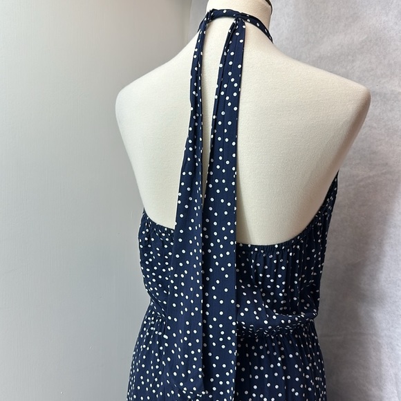 Pretty Garden navy polkadot halter sundress M - Picture 3 of 10